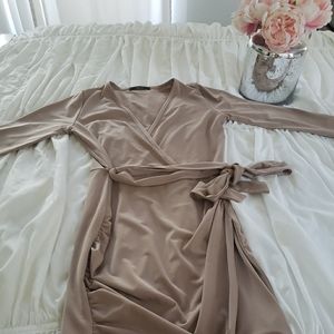 Wrap taupe dress